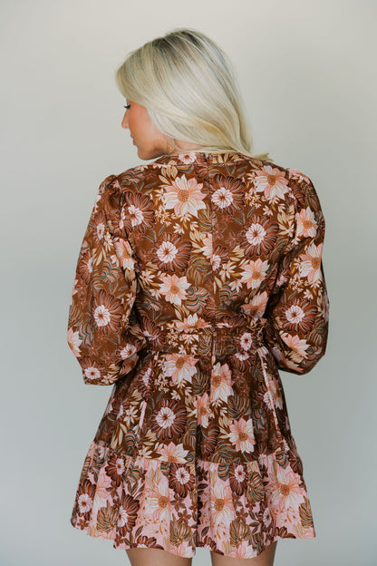 Floral Long Sleeve Mini Dress