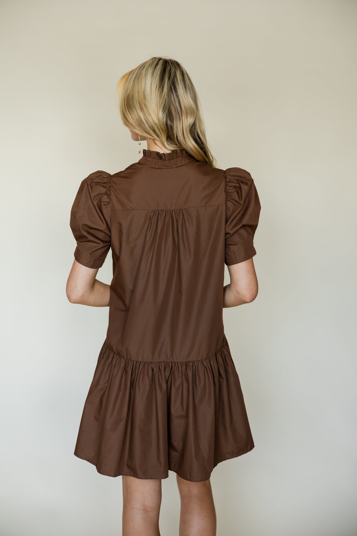 Button Front Ruffle Collar Dress