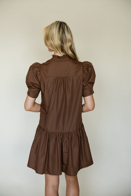 Button Front Ruffle Collar Dress