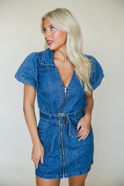 Belted Denim Dress