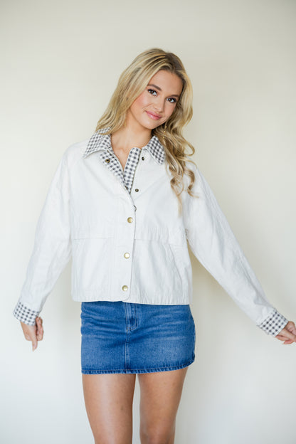 Gingham Collar Barn Jacket