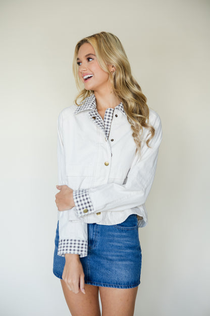 Gingham Collar Barn Jacket
