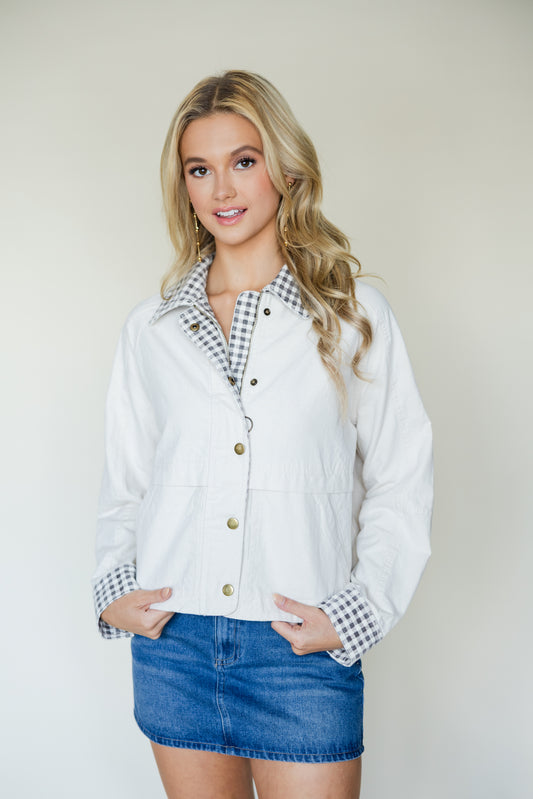 Gingham Collar Barn Jacket