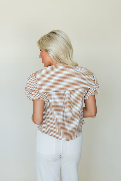 Gingham Tie Front Top