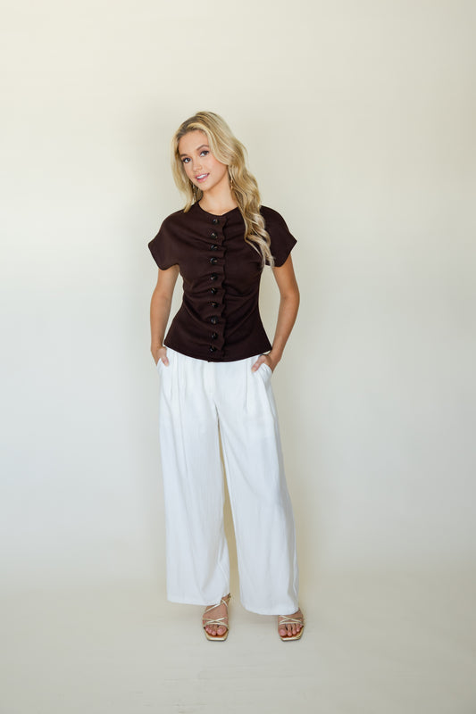 Solid Round Neck Cap Sleeve Knit Top