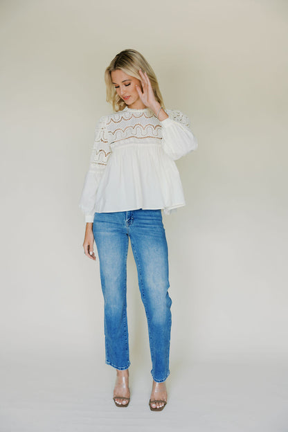 Eyelet Lace Babydoll Blouse