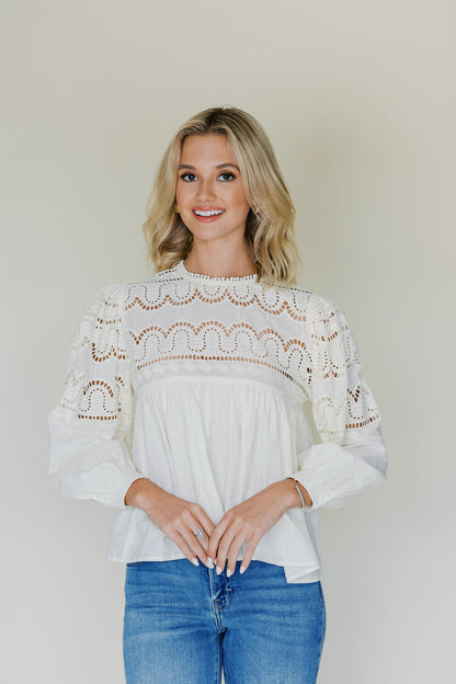 Eyelet Lace Babydoll Blouse