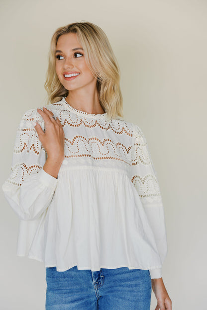 Eyelet Lace Babydoll Blouse
