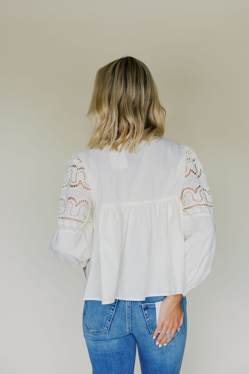 Eyelet Lace Babydoll Blouse