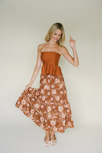 Tiered Floral Maxi Skirt