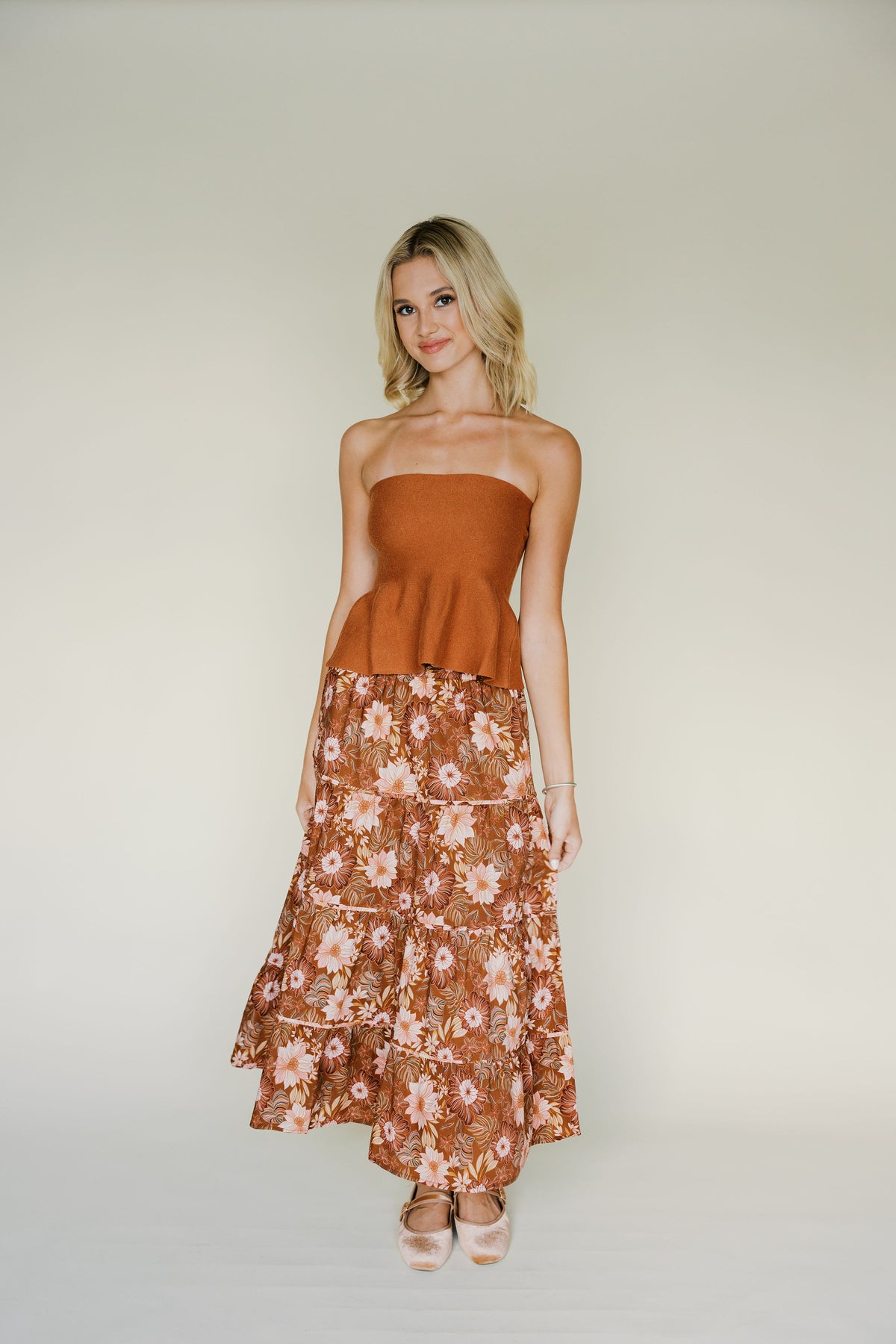 Tiered Floral Maxi Skirt