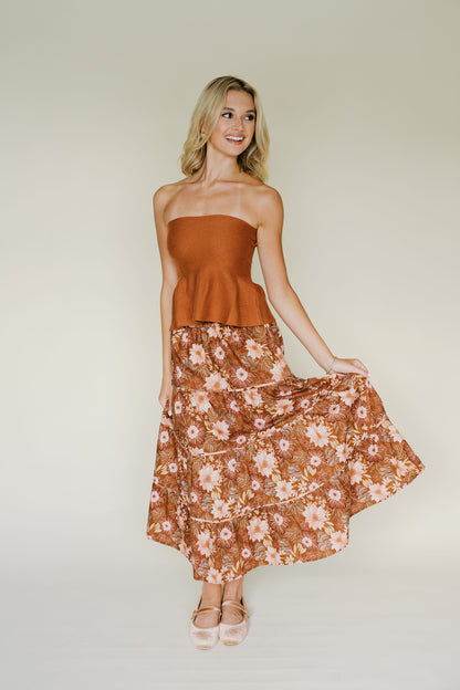 Tiered Floral Maxi Skirt