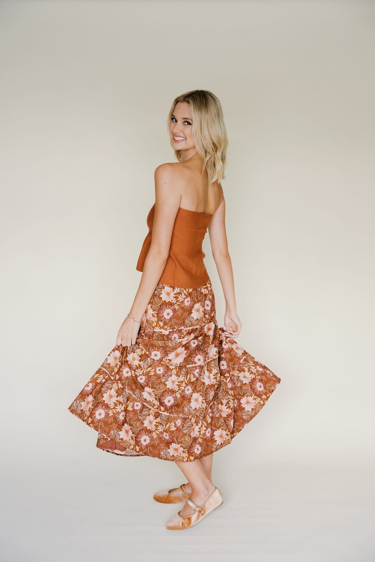 Tiered Floral Maxi Skirt