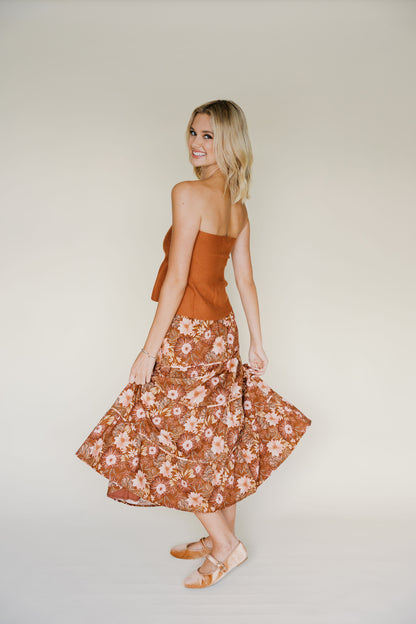 Tiered Floral Maxi Skirt