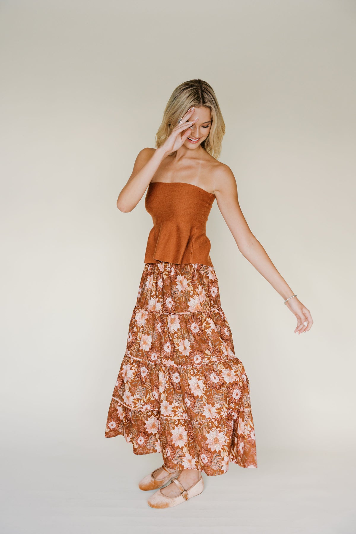 Tiered Floral Maxi Skirt