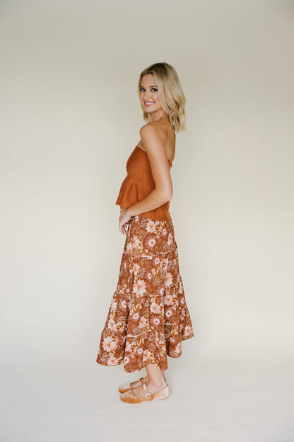 Tiered Floral Maxi Skirt