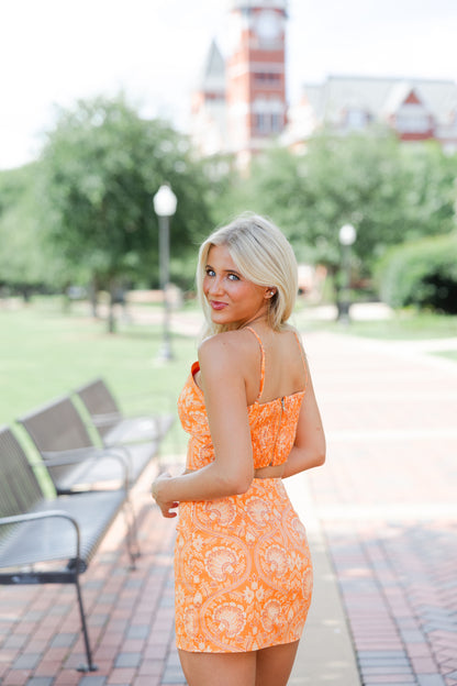 Paisley Floral Rosette Top & Skirt Set