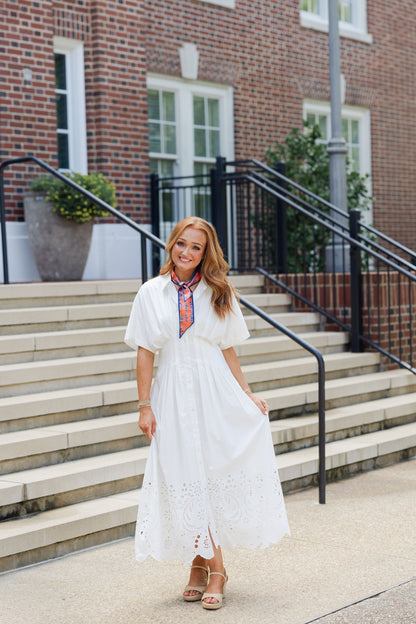 Embroidered Cotton Midi Dress