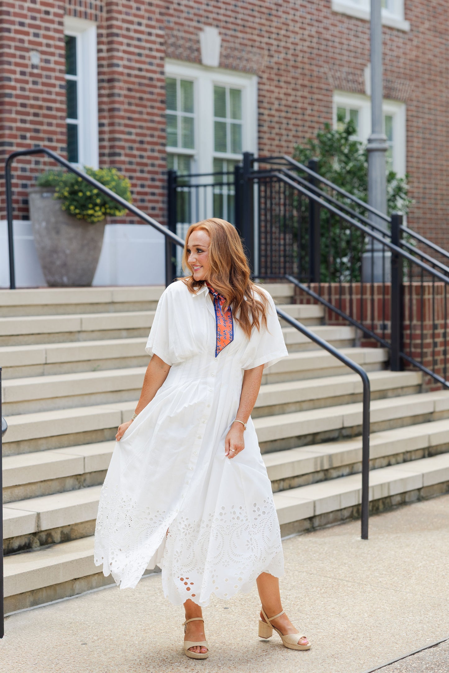 Embroidered Cotton Midi Dress