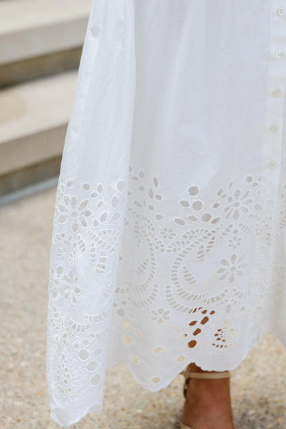 Embroidered Cotton Midi Dress