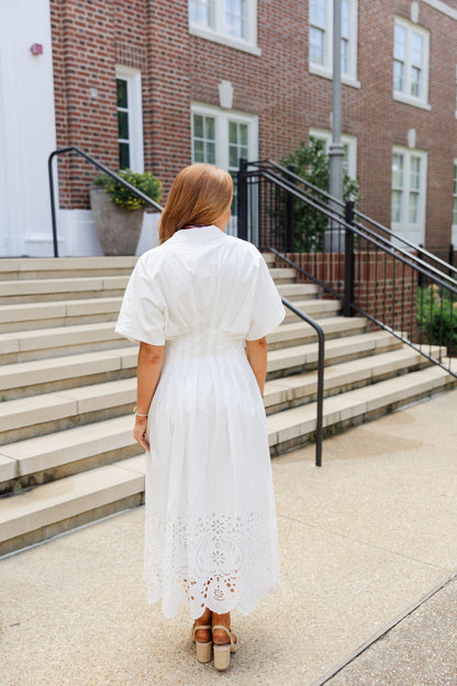 Embroidered Cotton Midi Dress