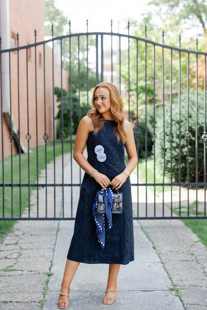 Embroidery A Line Midi Dress