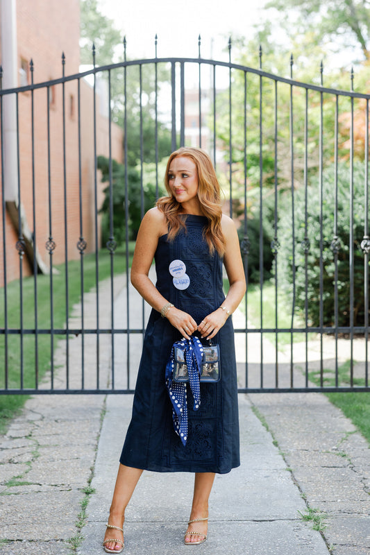 Embroidery A Line Midi Dress