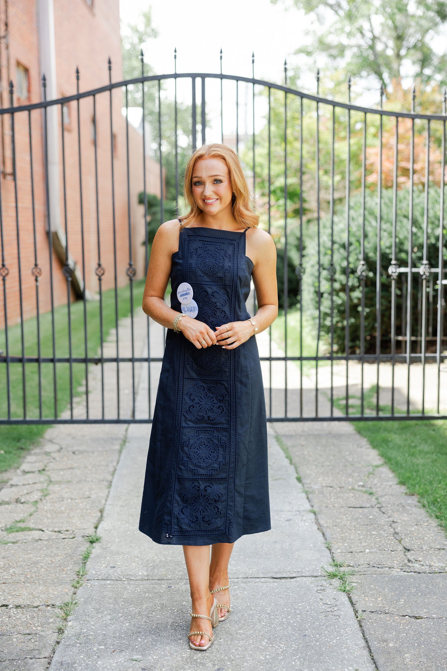 Embroidery A Line Midi Dress