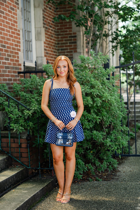 Polka Dot Pleated Mini Dress