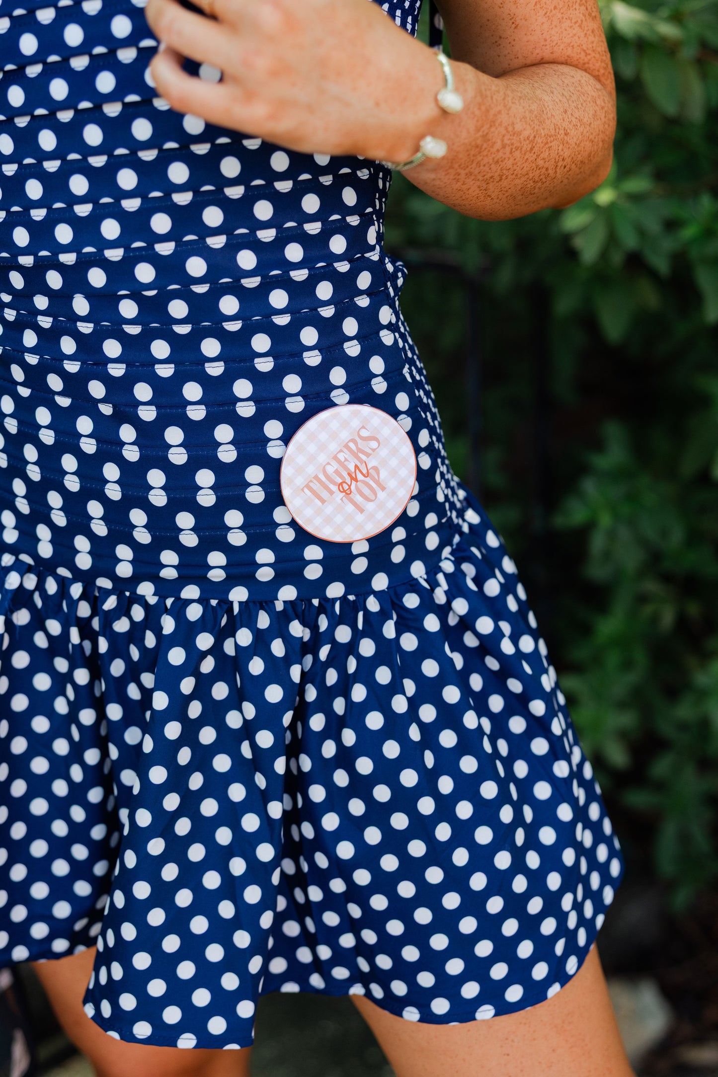 Polka Dot Pleated Mini Dress