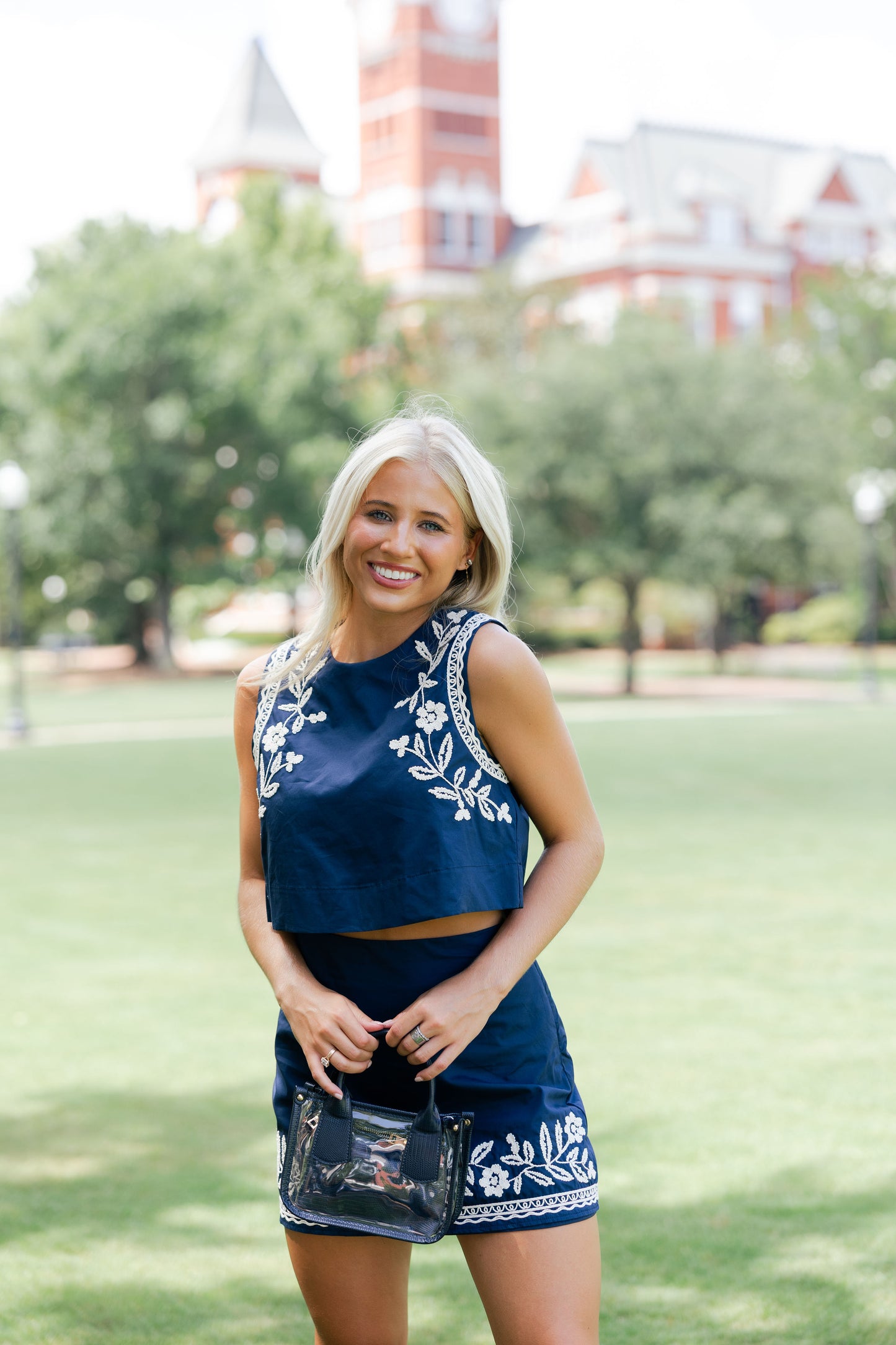 Embroidered Crop Top & Mini Skirt Set