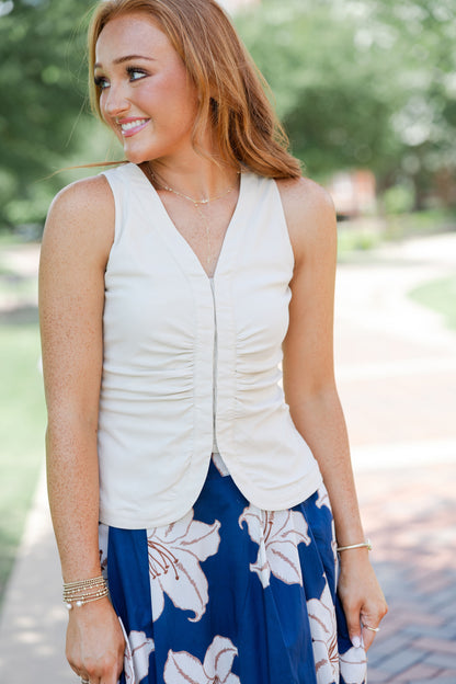 Sleeveless Shirred Top