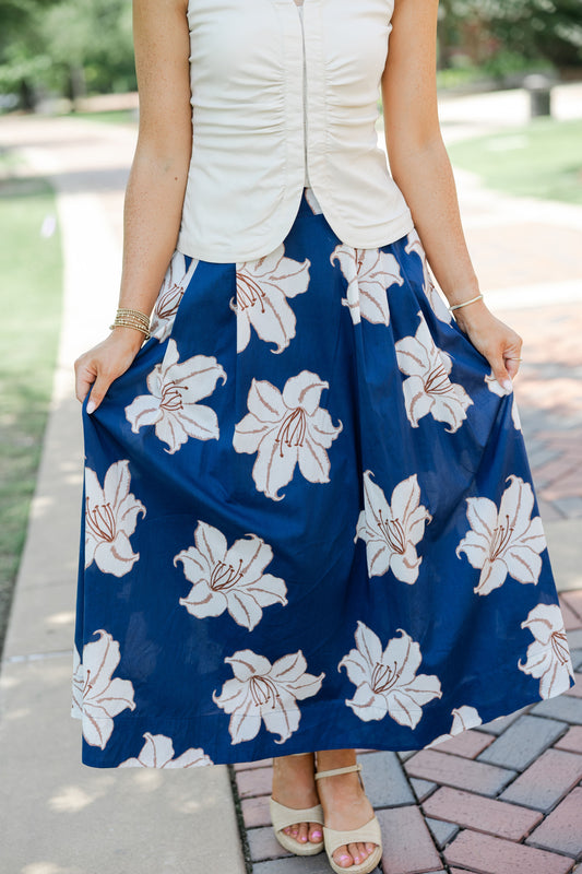 Floral Print Midi Skirt
