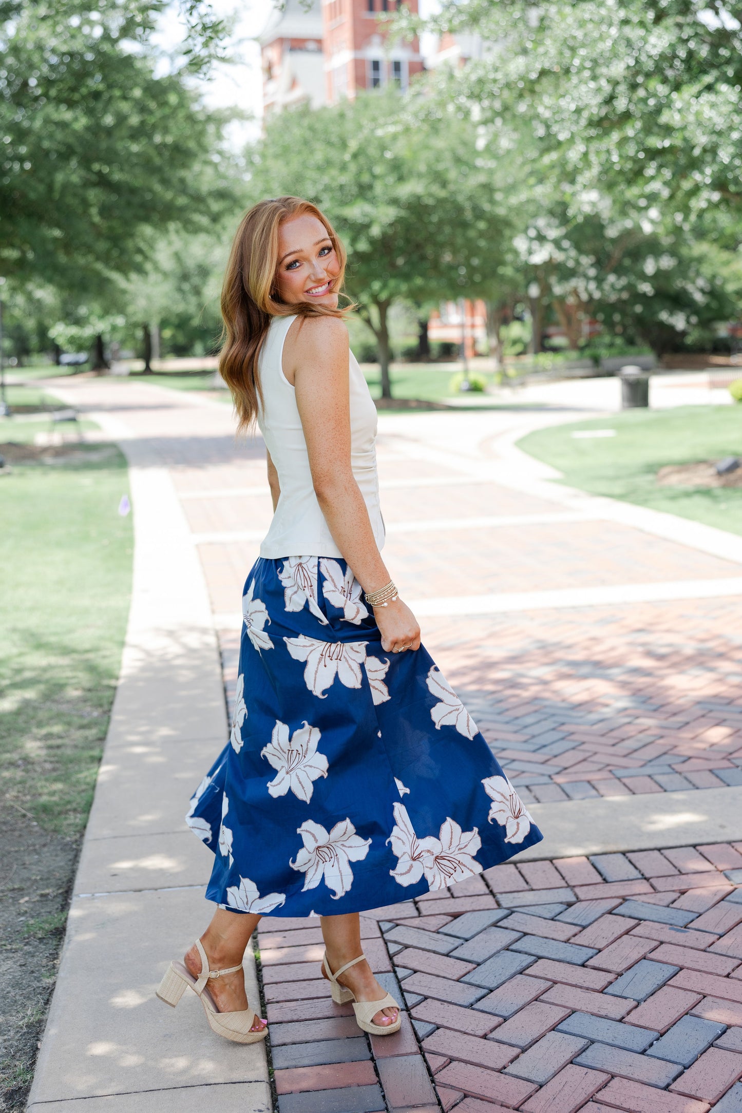 Floral Print Midi Skirt