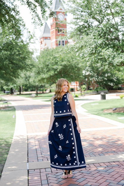 Embroidered Wrap Skirt