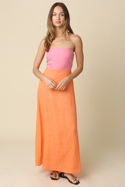 Mei Contrast Linen Maxi Dress