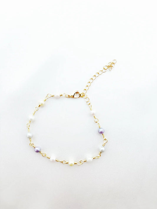 Pastel Pearl Chain Bracelet with Clasp