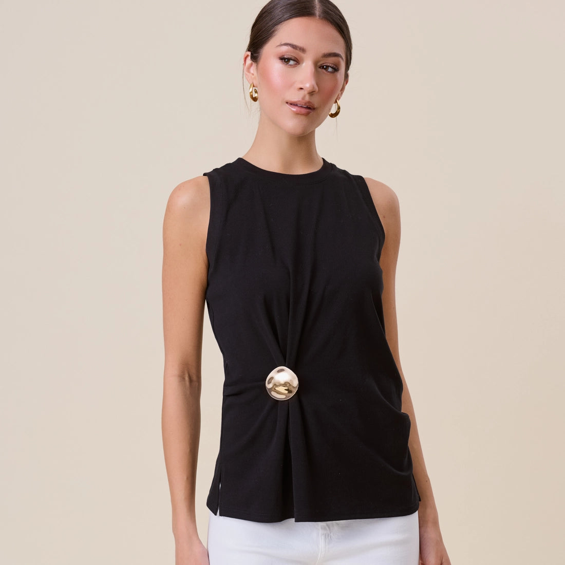 Gathered Gold Brooch Top