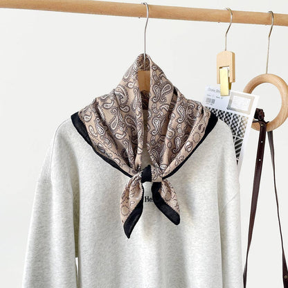 Splicing Print Vintage Square Silk Scarf