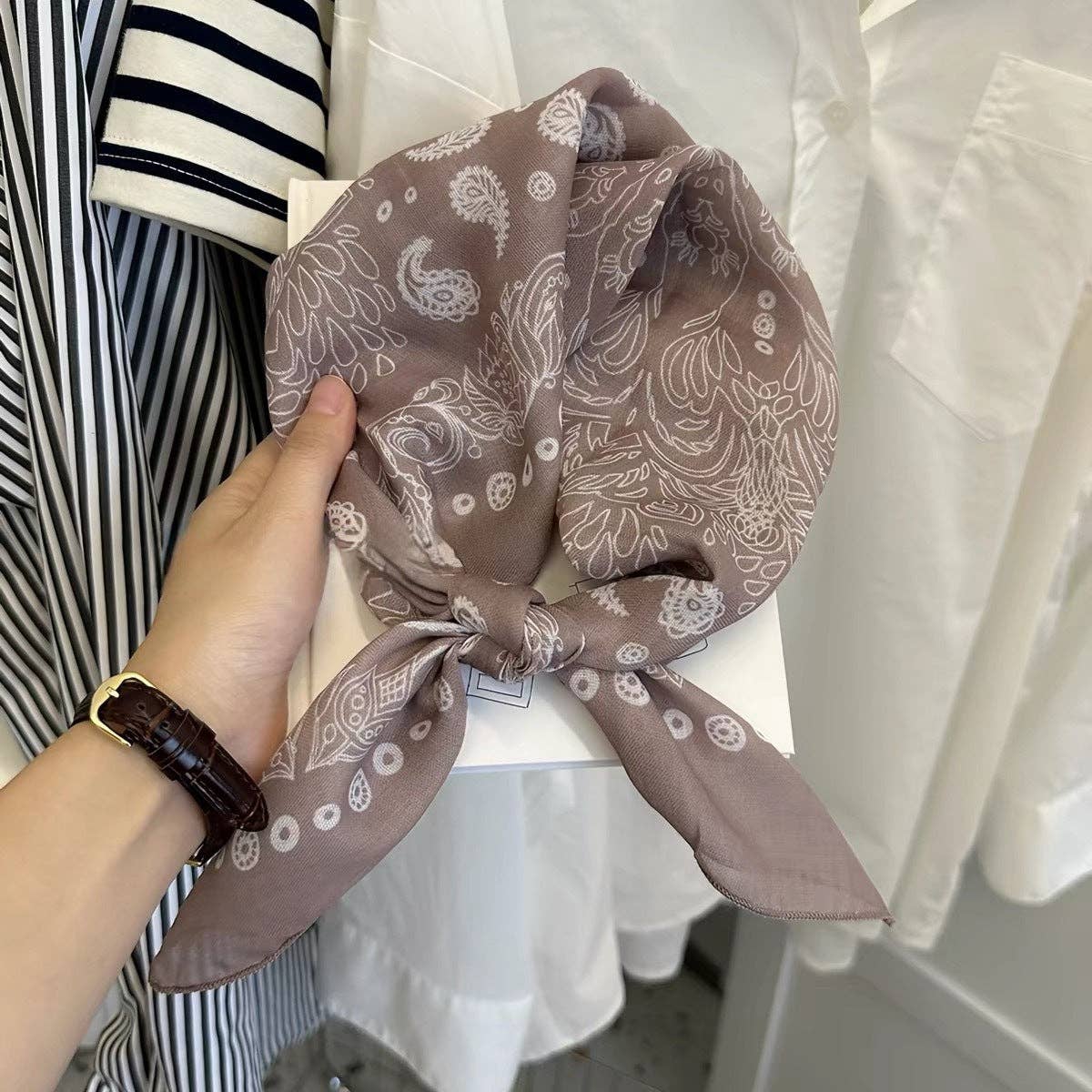 Retro Print Lightweight Silk Scarf