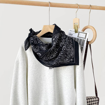 Splicing Print Vintage Square Silk Scarf