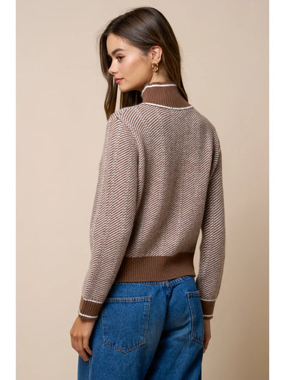 Contrast Trim Turtleneck Knit Sweater