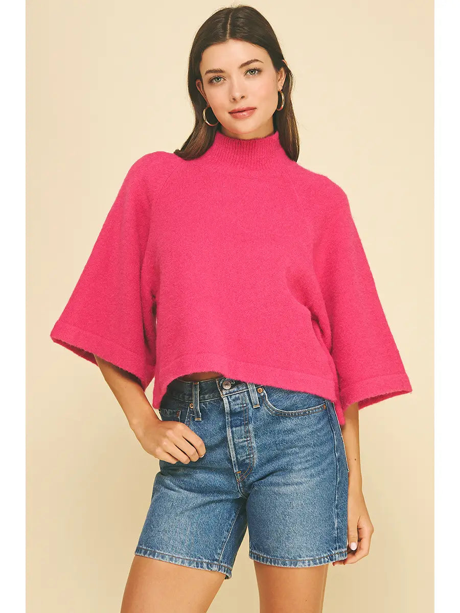 Wide Sleeve Mock Neck Sweater