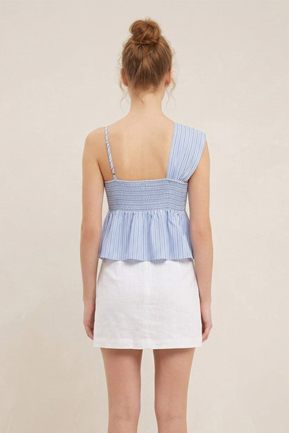 Twist Detail Sleeveless Striped Peplum Top