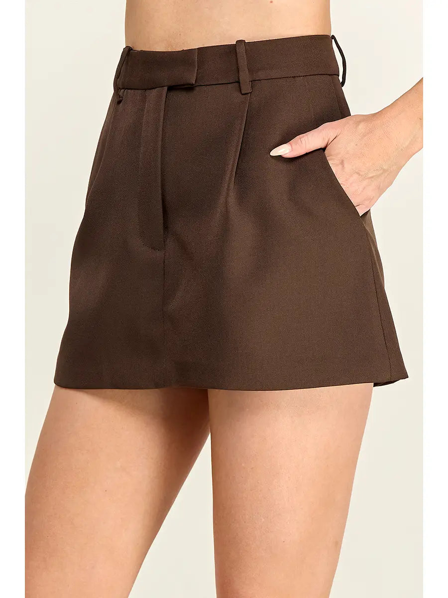 Solid High Waisted Skort