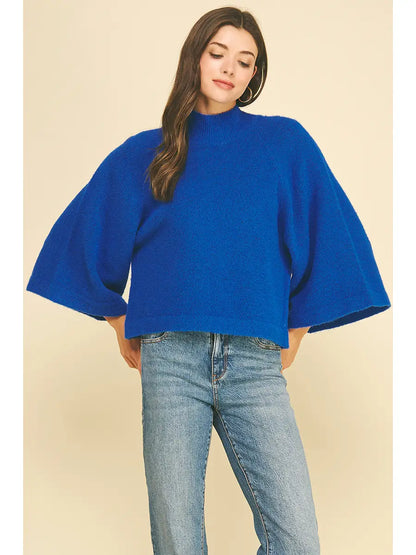 Wide Sleeve Mock Neck Sweater