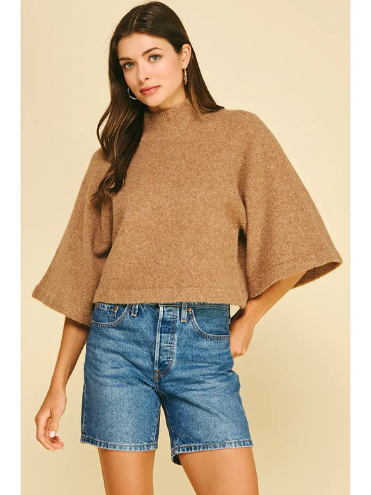 Wide Sleeve Mock Neck Sweater
