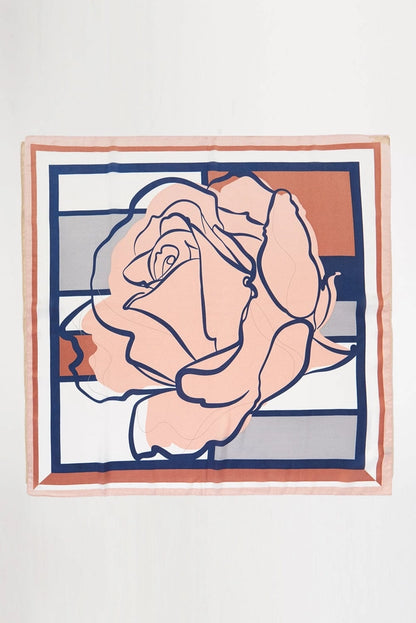 Rose Print Silk Scarf