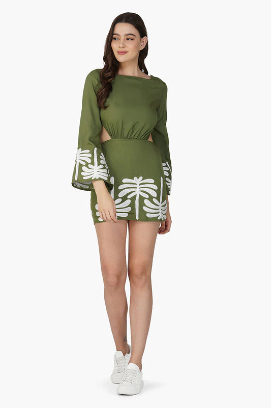 Palm Tree Embroidered Dress