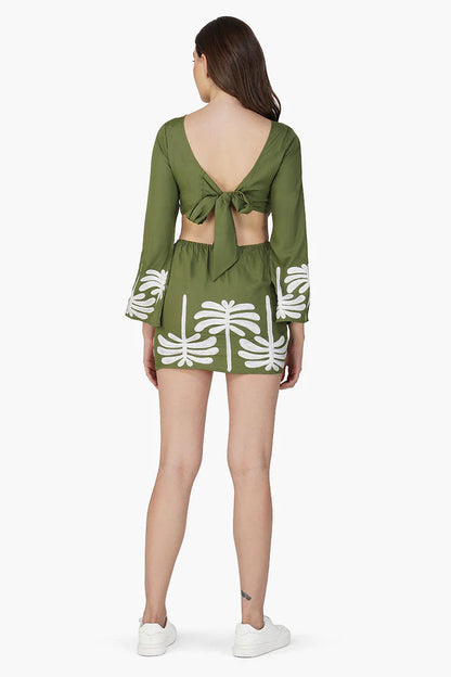 Palm Tree Embroidered Dress